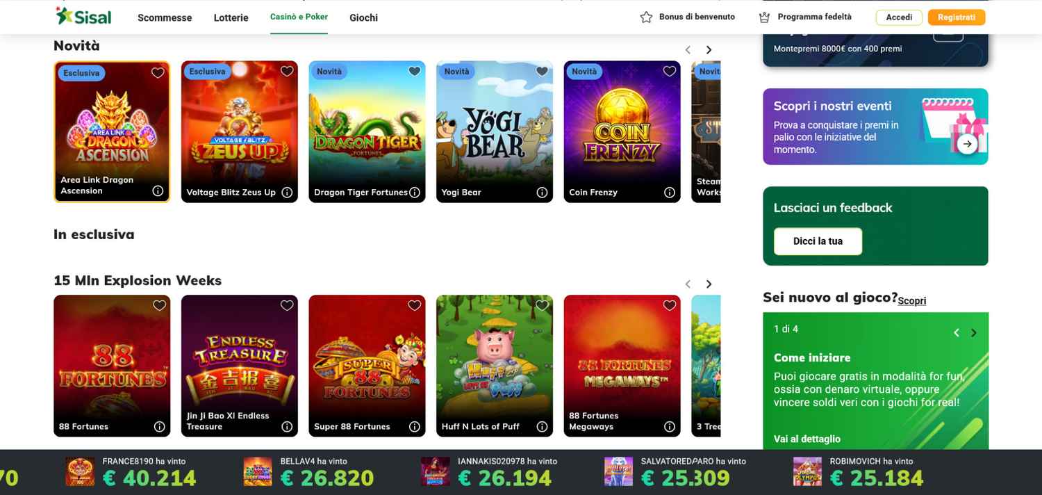 Alternative casino non AAMS: Sisal