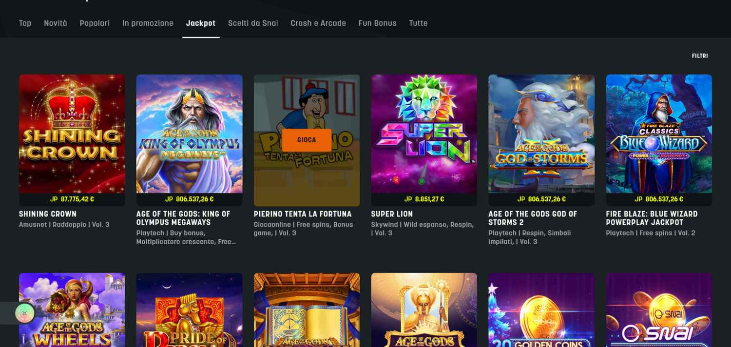 Top alternative ai siti stranieri: SNAI