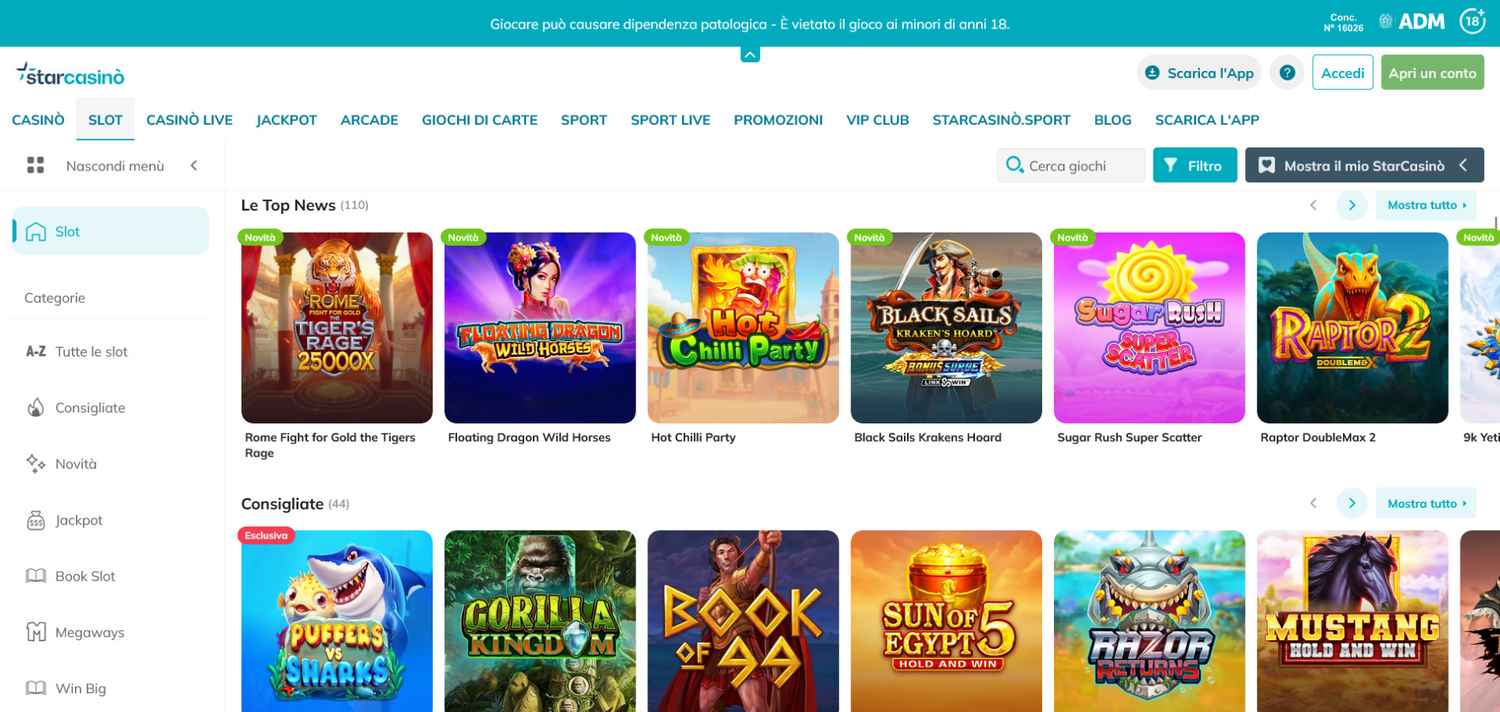 Top alternative ai casino non AAMS: StarCasino