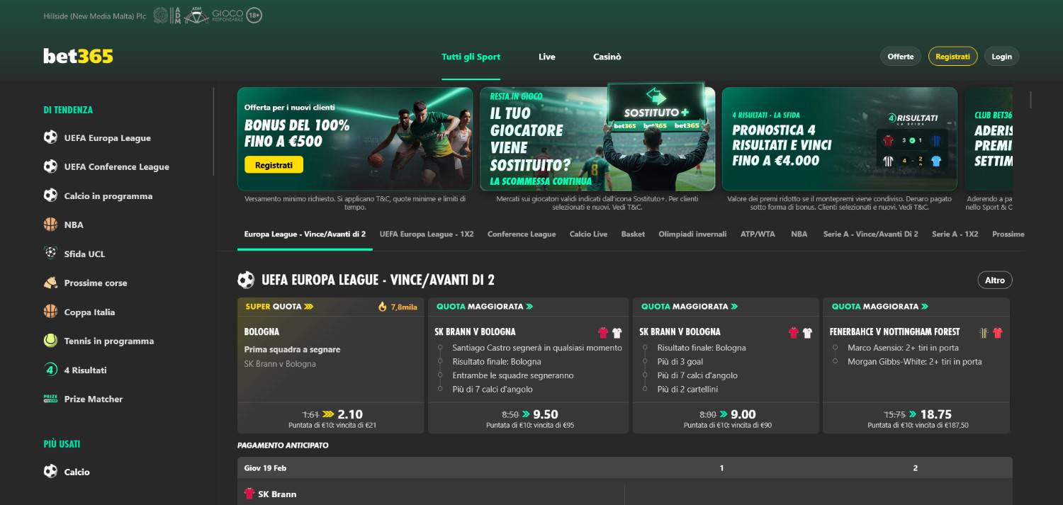 Top bookmakers ADM: Bet365