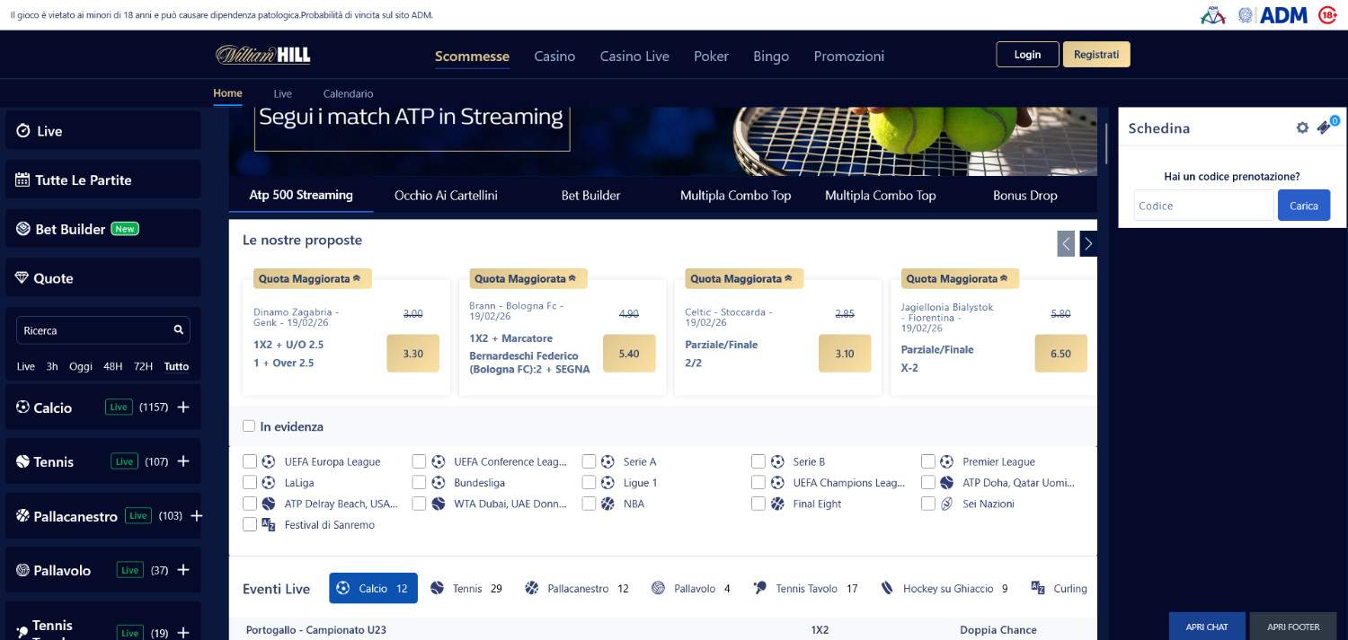 Pur non facendo parte dei siti scommesse non AAMS, William Hill è un operatore molto apprezzato dai giocatori