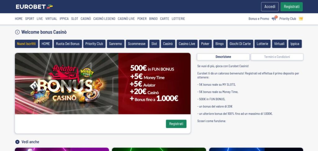 Eurobet è nato in Inghilterra ed è considerato tra i casino online stranieri più affidabili in Italia