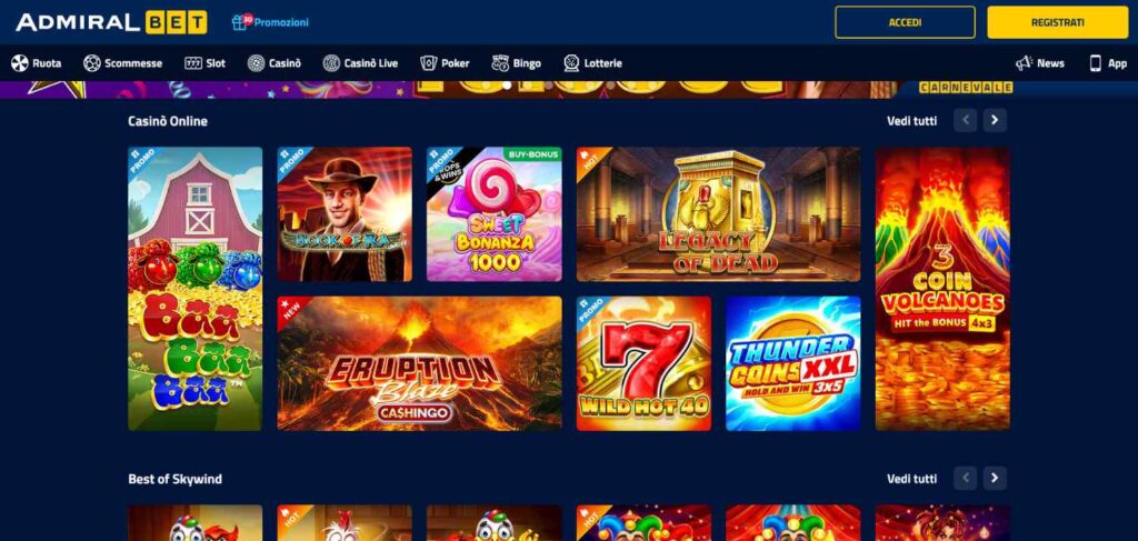 Admiralbet non è uno dei nuovi casino online dato che è operativo dal 2012, ma è comunque attraente per i giocatori