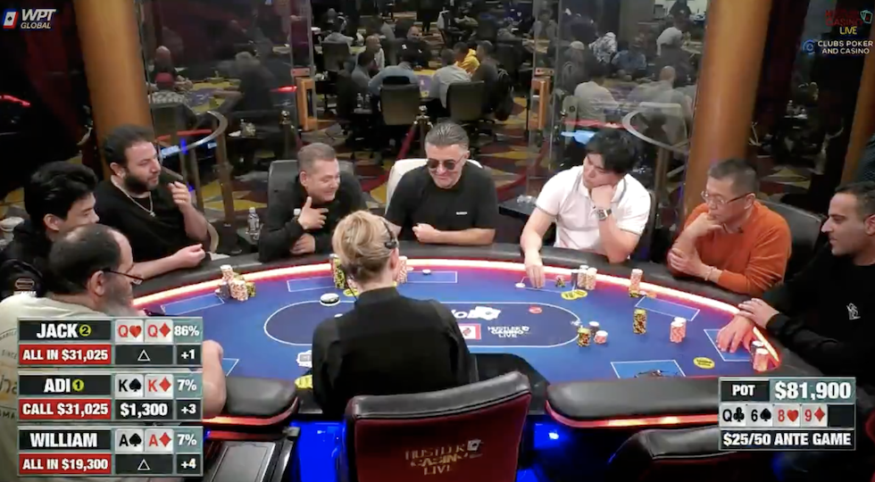 Hustler Casino Live: AA vs KK vs QQ e un pot da 81.500 dollari