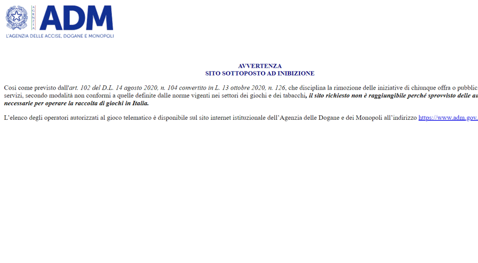 Black list Adm: 81 nuovi siti di gioco oscurati