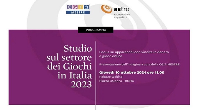 As.tro, il 10 ottobre la presentazione del report Cgia Mestre sul gioco