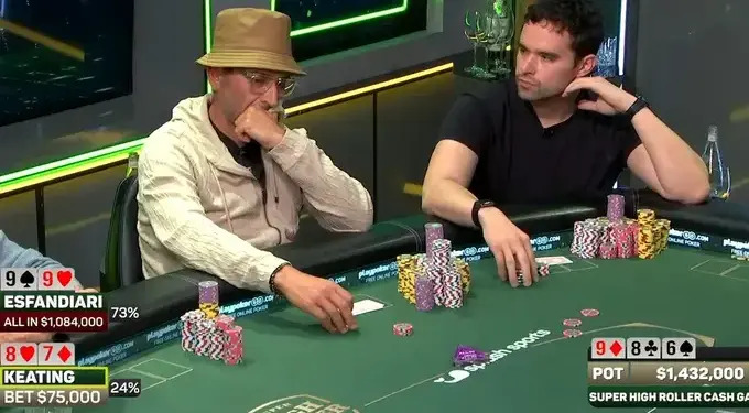 Mano ‘folle’ tra Esfandiari e Keating al Super High Roller Cash Game