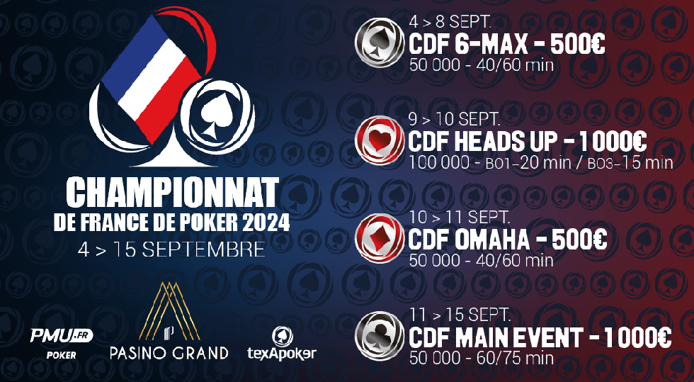 Championnat de France de Poker: dal 4 al 15 settembre con quattro eventi principali