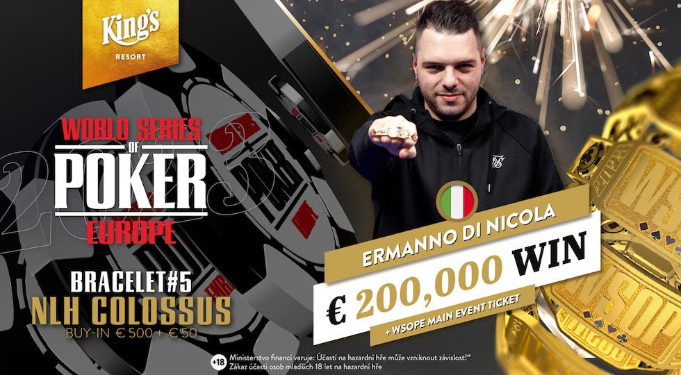 Wsop Europe, l’Italia fa razzia al Colossus e vince il braccialetto con Di Nicola