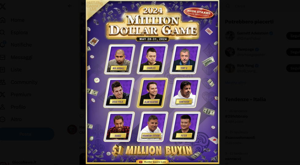 Hustler Live Casino, al via l’organizzazione del cash game da 1 milione $ di buy in