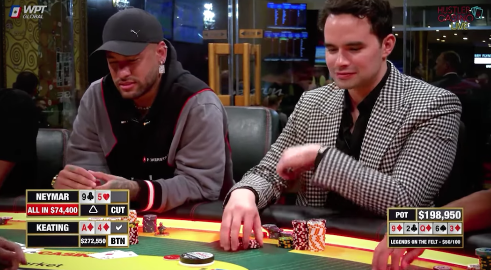 Hustler Live Casino: Neymar vince 360mila $ in una pazzesca sfida all’ultimo river con Keating