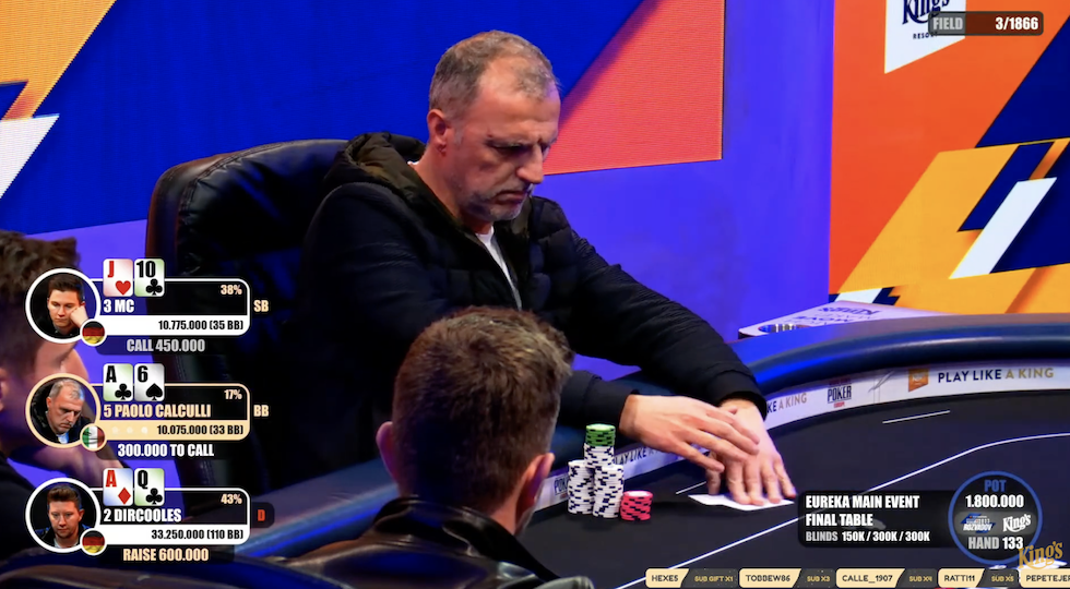 Che shot per Calculli: terzo posto da 160mila euro all’Eureka Main Event Rozvadov