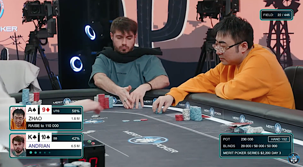 Super Andrian con Dato e Di Nicola al final day del Warm Up Merit Poker Western Cipro