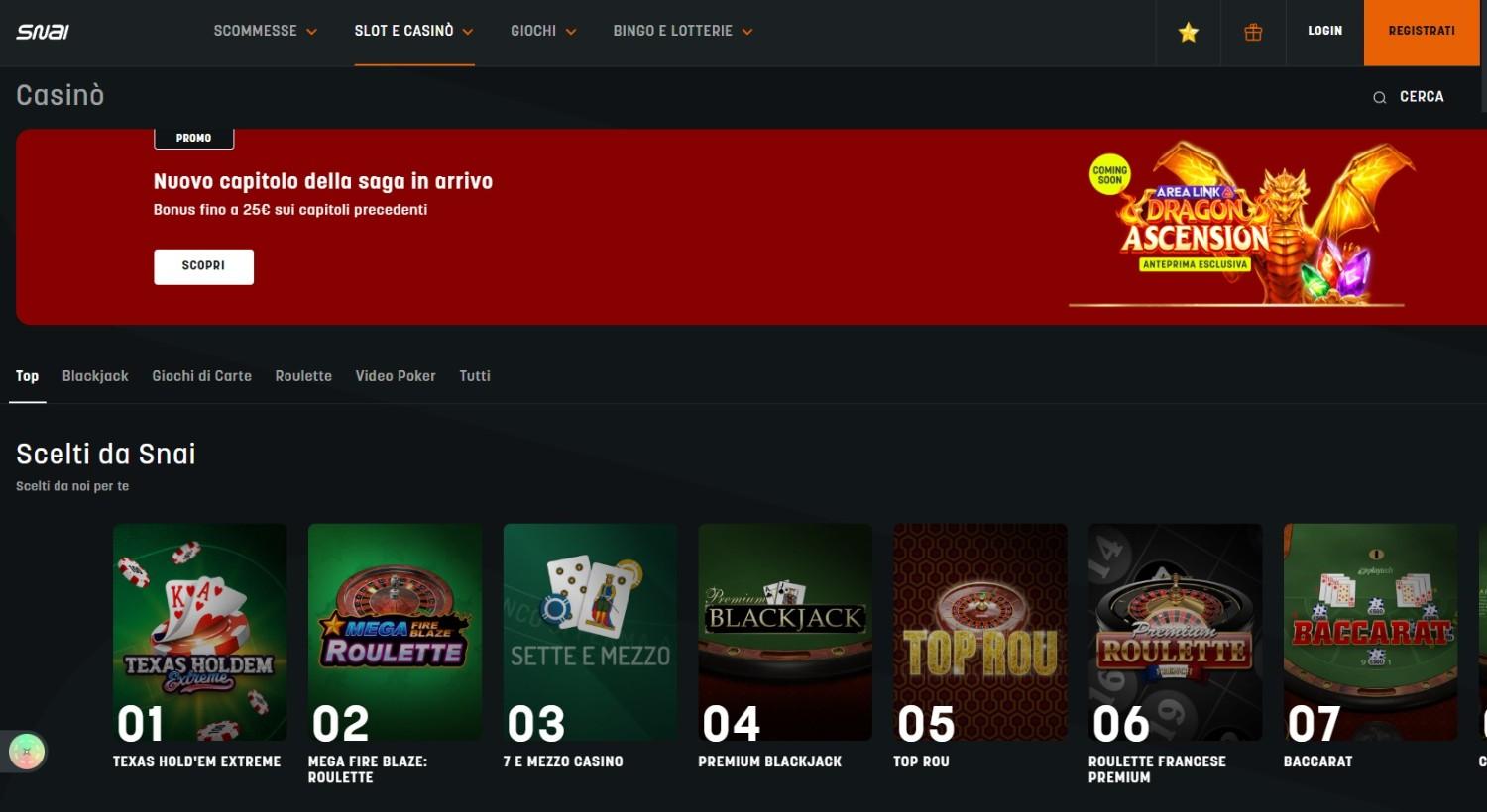 Migliori casino PayPal italiani: SNAI