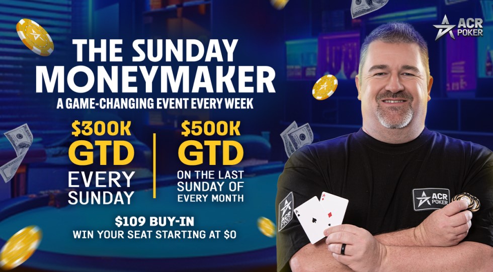 Sunday Moneymaker Tournament: Acr Poker lancia nuovo torneo da 300mila dollari settimanali