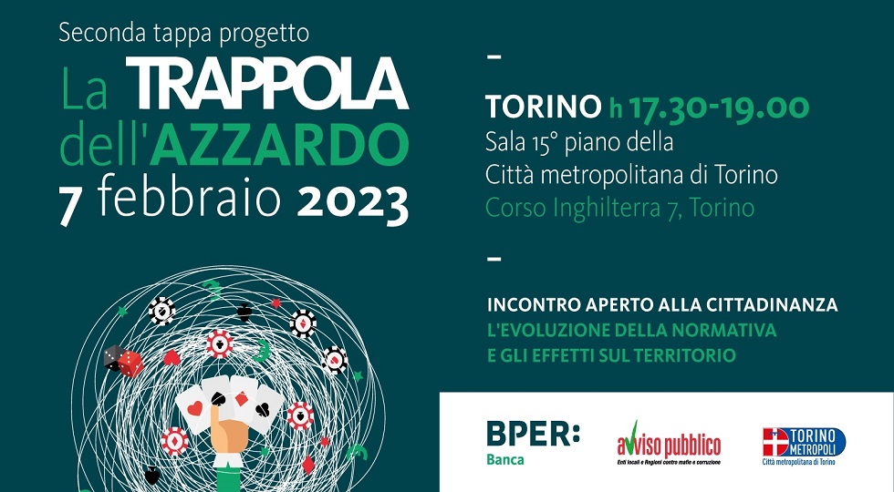 Avviso pubblico e Bper Banca, tappa a Torino per ‘La trappola dell’azzardo’