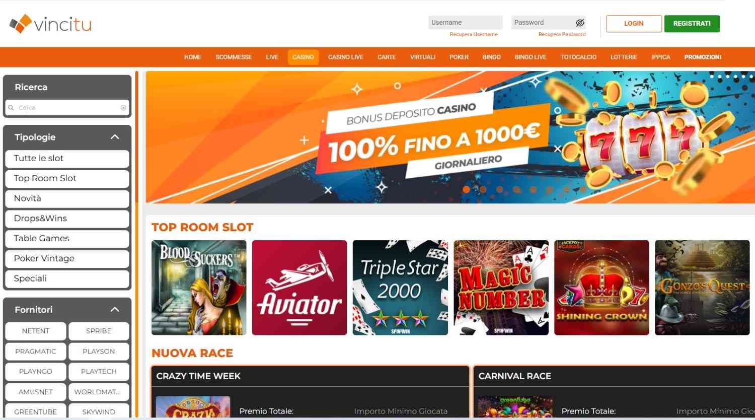 VinciTu propone interessanti promozioni di benvenuto che riguardano il casino