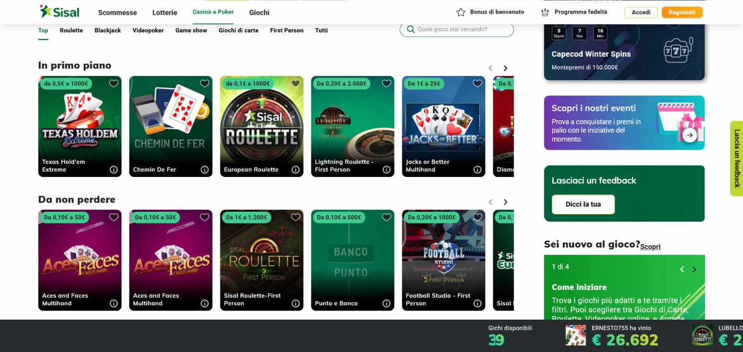 Casino online sicuri top: Sisal