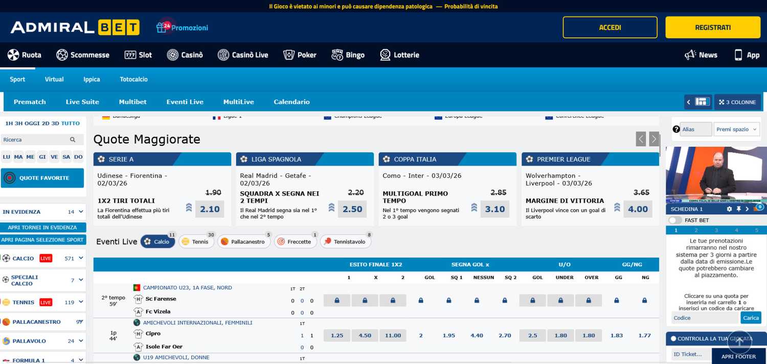 Siti scommesse nuovi top: AdmiralBet