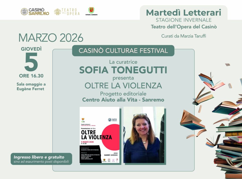 Casinò Sanremo, ai Martedì letterari la voce delle donne ‘oltre la violenza’