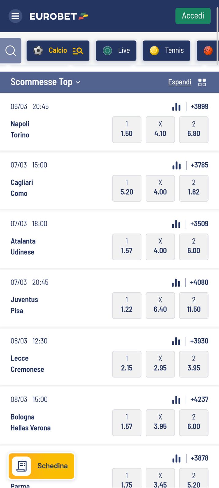 Migliori app scommesse: Eurobet