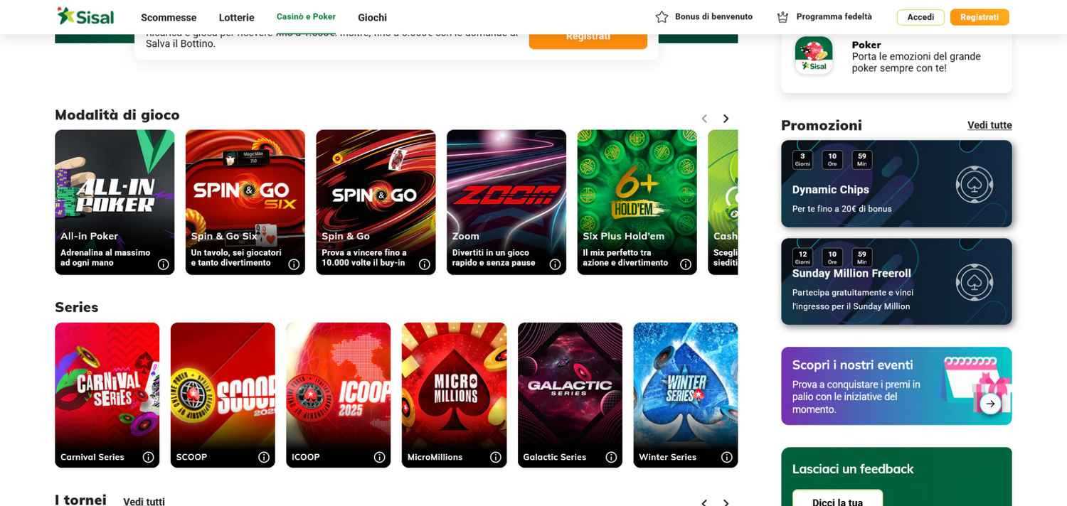 Top poker room italiane: Sisal