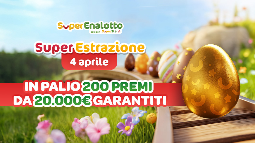 SuperEstrazione SuperEnalotto: 200 premi sicuri da 20mila euro