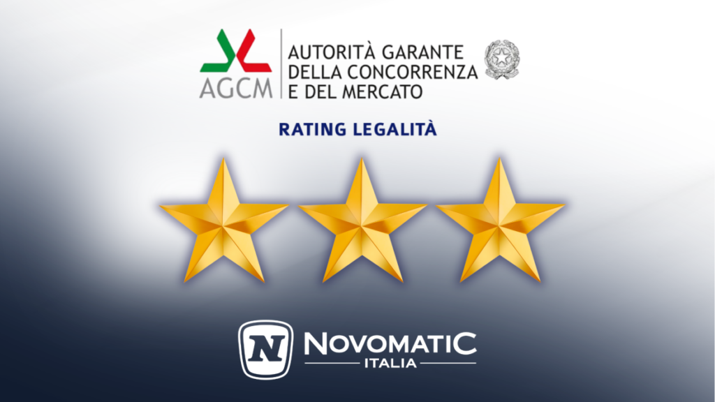 A Novomatic Italia il massimo Rating di legalità Agcm: tre stelle
