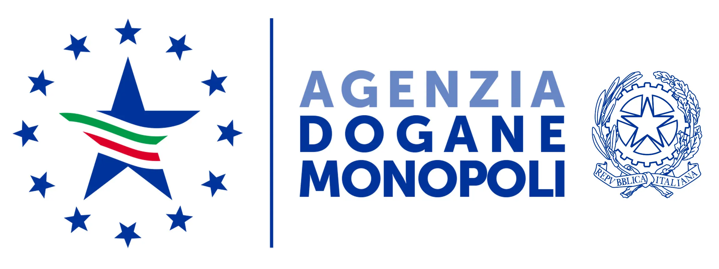 Logo of Agenzia delle Dogane e dei Monopoli with stars and emblem.
