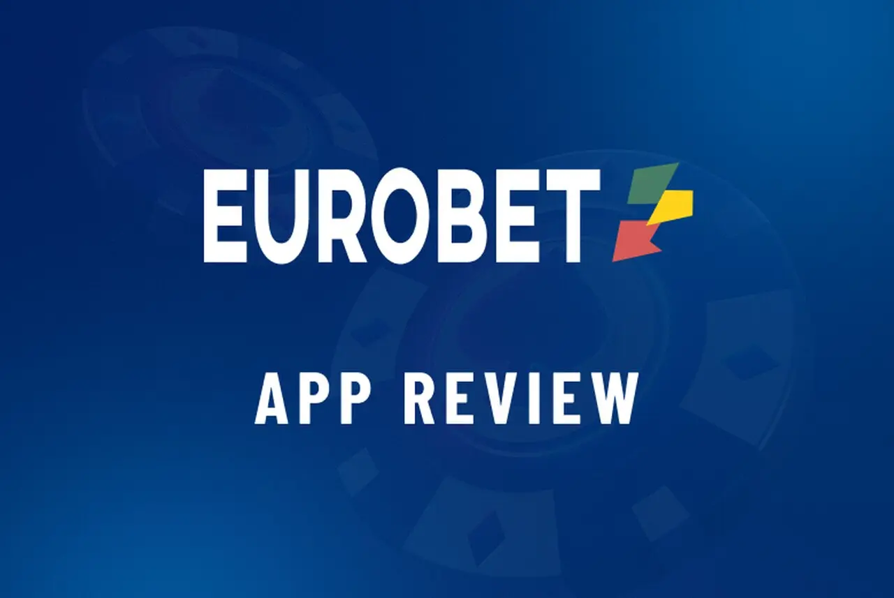 Eurobet logo and the text APP REVIEW on a blue background with subtle casino elements