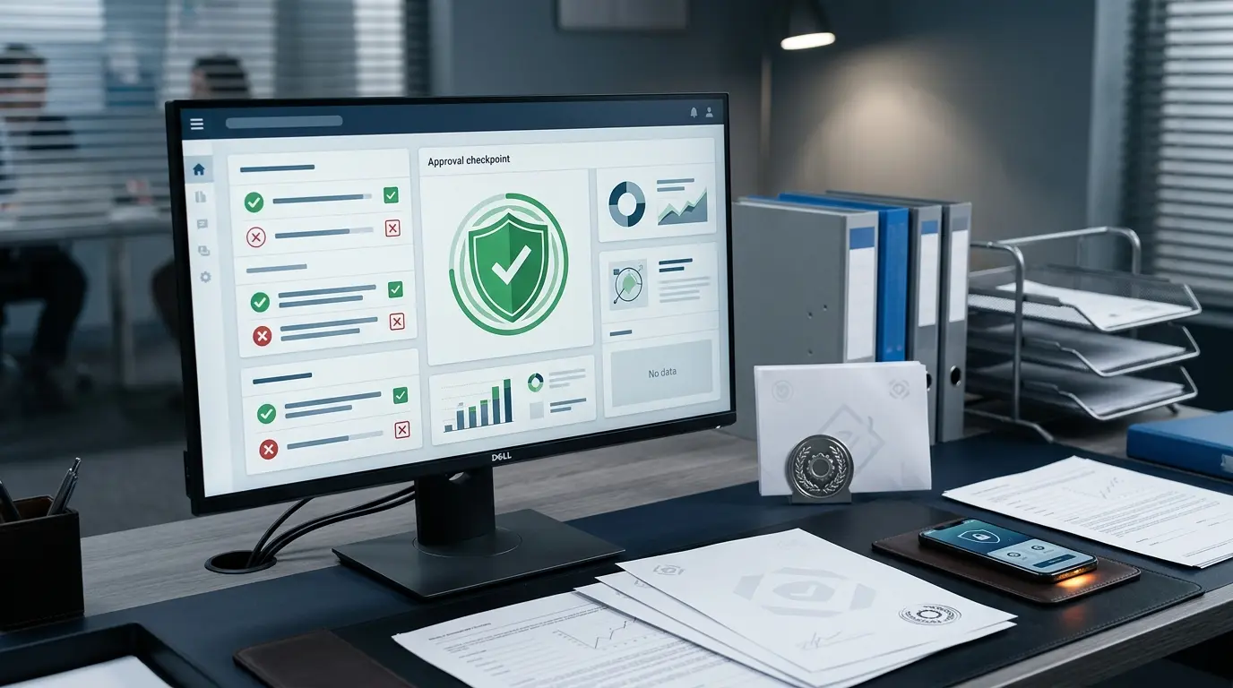 Computer and licensing documents representing updated certification rules for online gambling advertising