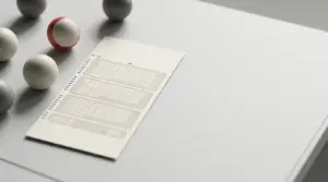 Blank Italian lottery slip and numbered balls symbolizing an unclaimed SuperEnalotto jackpot